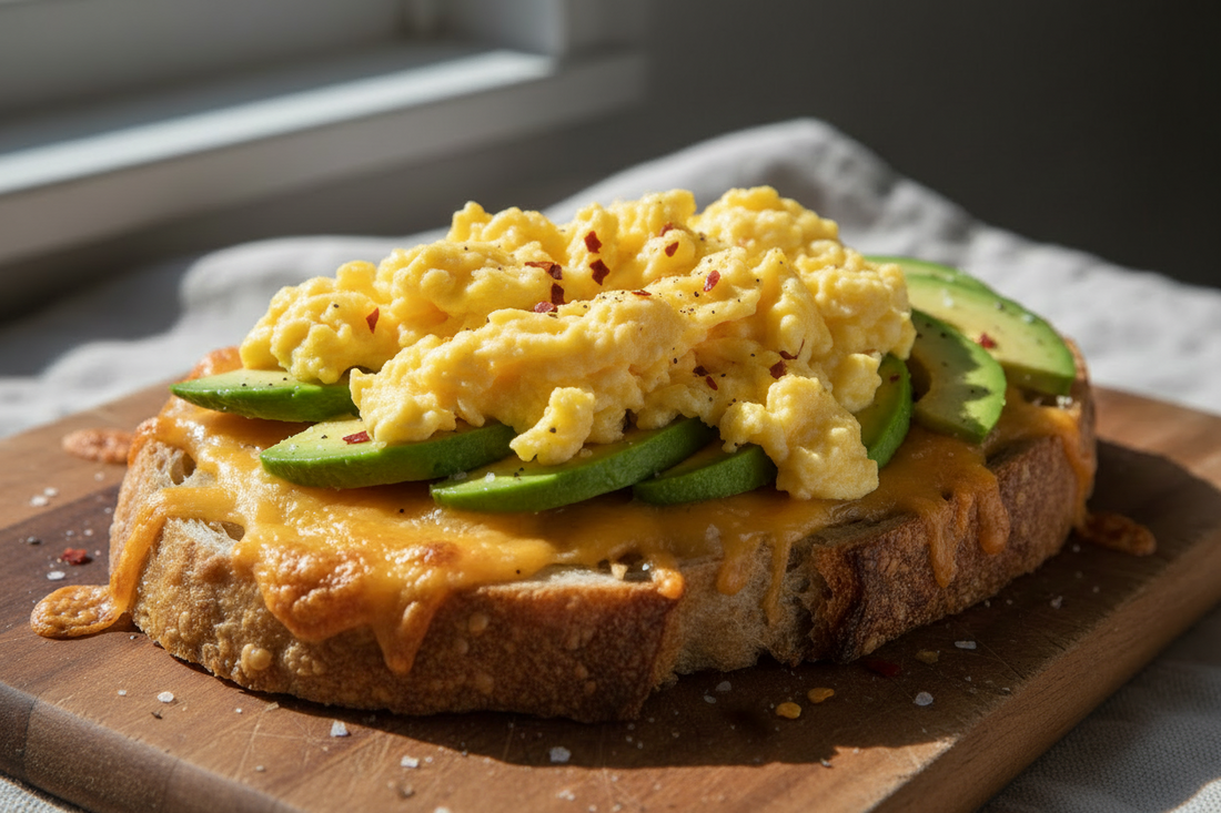 The Ultimate Sourdough Toast with Avocado, Egg & Cheese